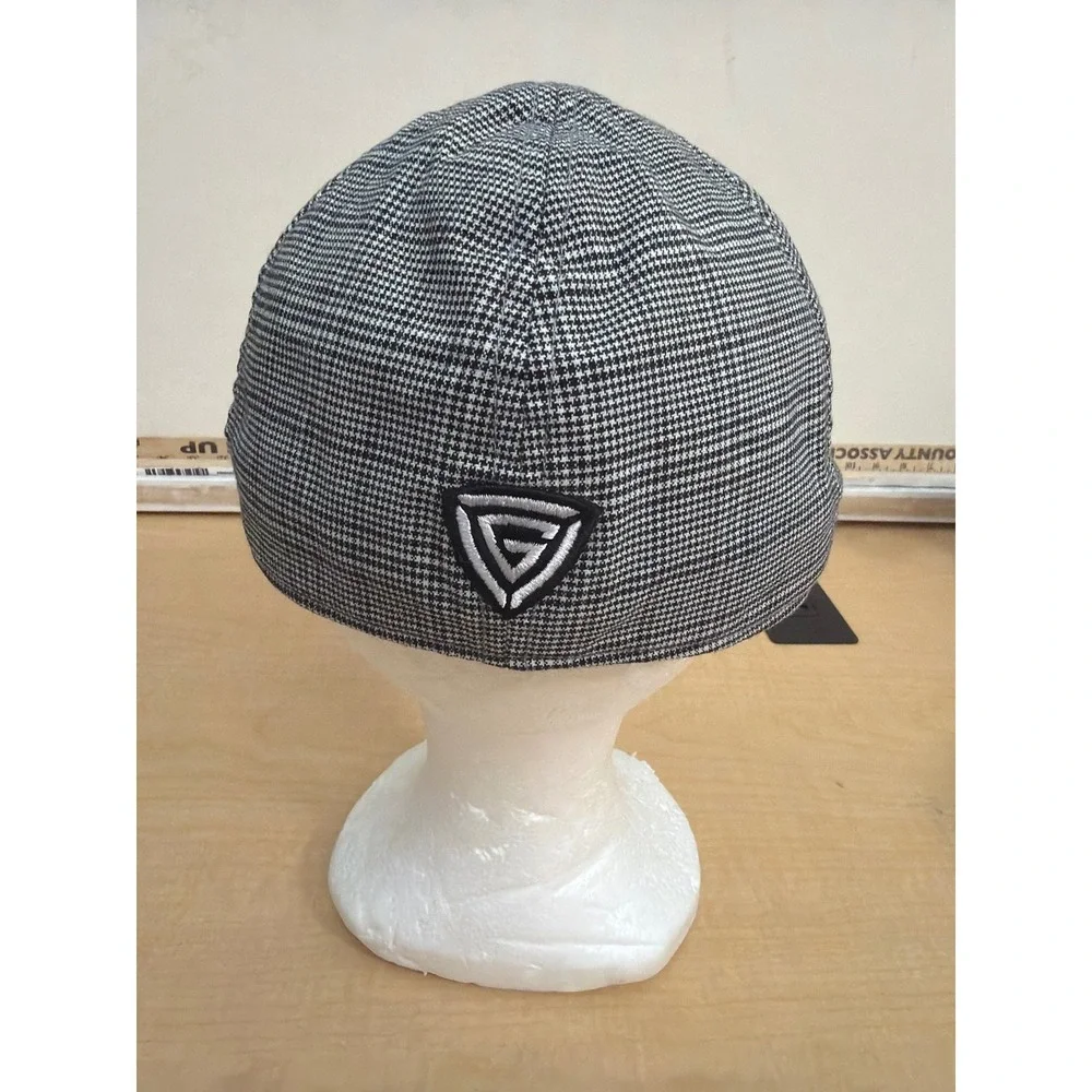 Signatures Mens Houndstooth Flat Cap Black White Ivy Scally Hat Mesh Lined